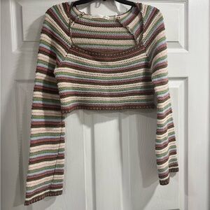 Altar'd State Pastel Striped Crochet Top in Pink, Blue, Green, Brown